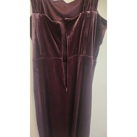 Cache Velvet Plum Purple Cocktail Midi Dress Side Ruched Size‎ 8 NWT - Picture 5 of 11